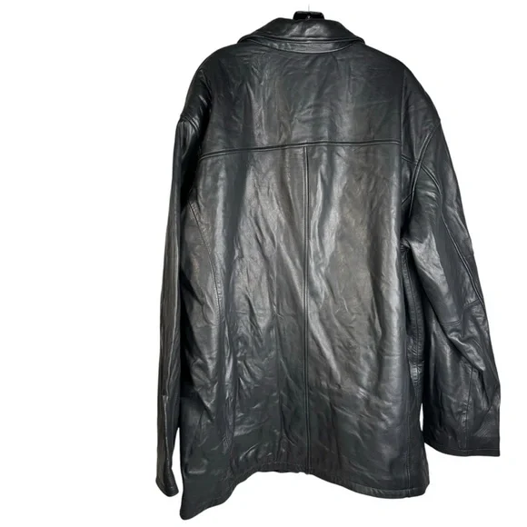 New Black Lambskin Leather Lined Jacket Zip Front 5 Pockets Hip Length Car Coat